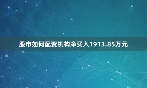 股市如何配资机构净买入1913.85万元
